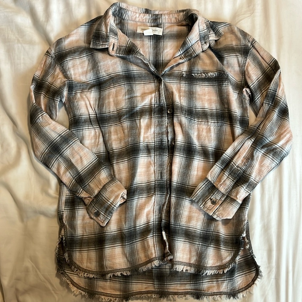 Treasure and Bond gray and pink flannel